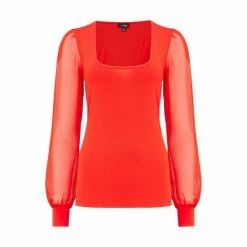 Pour Moi Black Rae Chiffon Sleeve Recycled Jersey Top -Pour Moi Shop unnamed file 4076