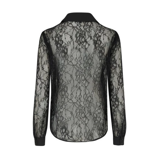 Pour Moi Black Lace Button Front Long Sleeve Shirt 4 Pour Moi Black Lace Button Front Long Sleeve Shirt - Image 4