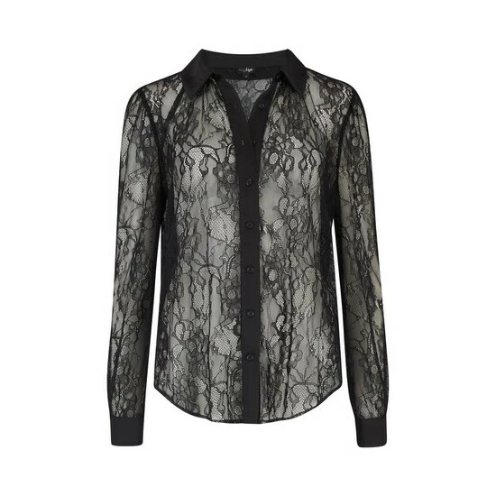 Pour Moi Black Lace Button Front Long Sleeve Shirt 5 Pour Moi Black Lace Button Front Long Sleeve Shirt - Image 5