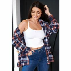 Pour Moi Blue Remi Woven Check Boyfriend Shirt -Pour Moi Shop unnamed file 4083