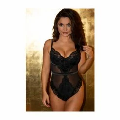 Pour Moi Black Satin Luxe And Lace Underwired Body