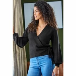 Pour Moi Black Elle Knit Ballet Wrap Top -Pour Moi Shop unnamed file 4169