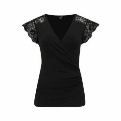 Pour Moi Black Julie Slinky Recycled Jersey Lace Trim Wrap Top -Pour Moi Shop unnamed file 4176