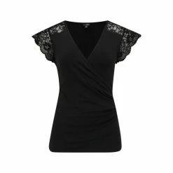 Pour Moi Black Julie Slinky Recycled Jersey Lace Trim Wrap Top -Pour Moi Shop unnamed file 4178