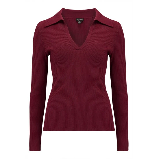 Pour Moi Pink Eva Ecovero Rib Knit V Neck Collar Top 4 Pour Moi Pink Eva Ecovero Rib Knit V Neck Collar Top - Image 4