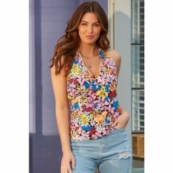 Alternative view of Pour Moi Blue Bailey Slinky Recycled Jersey Drape Halter Top