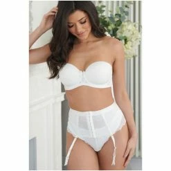 Pour Moi White Divine Front Fastening Deep Suspender