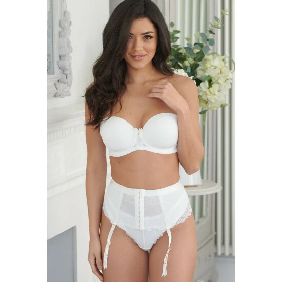 Pour Moi White Divine Front Fastening Deep Suspender 2 Pour Moi White Divine Front Fastening Deep Suspender - Image 2