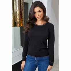 Pour Moi Black Rosie Colourblock Ecovero Knit Jumper -Pour Moi Shop unnamed file 4287