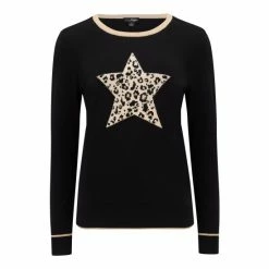 Pour Moi Black Leopard Jacquard Star Knit Jumper -Pour Moi Shop unnamed file 4315