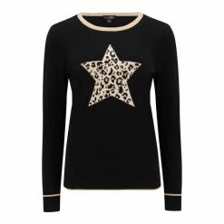 Pour Moi Black Leopard Jacquard Star Knit Jumper -Pour Moi Shop unnamed file 4317
