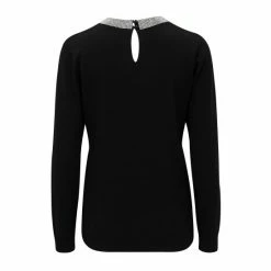 Pour Moi Black Julia Diamante Collar Ecovero Knit Jumper -Pour Moi Shop unnamed file 4322