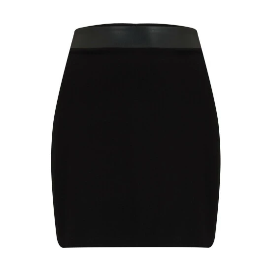 Pour Moi Black Amy Faux Leather Waistband Ponte Mini Skirt 3 Pour Moi Black Amy Faux Leather Waistband Ponte Mini Skirt - Image 3