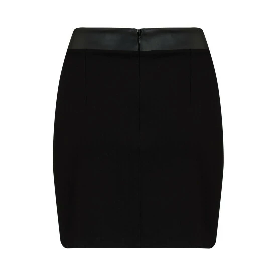 Pour Moi Black Amy Faux Leather Waistband Ponte Mini Skirt 4 Pour Moi Black Amy Faux Leather Waistband Ponte Mini Skirt - Image 4