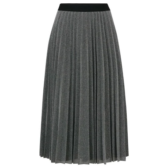 Pour Moi Silver Nina Lame Pleated Midi Skirt 4 Pour Moi Silver Nina Lame Pleated Midi Skirt - Image 4