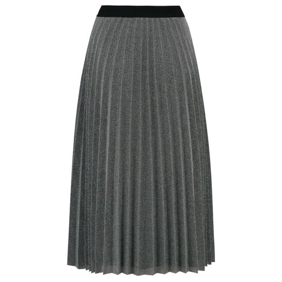 Pour Moi Silver Nina Lame Pleated Midi Skirt 5 Pour Moi Silver Nina Lame Pleated Midi Skirt - Image 5