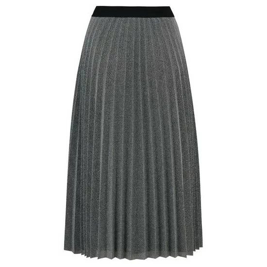 Pour Moi Silver Nina Lame Pleated Midi Skirt 6 Pour Moi Silver Nina Lame Pleated Midi Skirt - Image 6