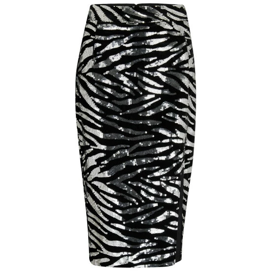 Pour Moi Black Selena Velvet Sequin Midi Skirt 4 Pour Moi Black Selena Velvet Sequin Midi Skirt - Image 4