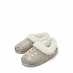 Pour Moi Grey Metallic Star Full Back Slipper -Pour Moi Shop unnamed file 4453
