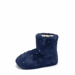 Pour Moi Blue Pearl Trim Faux Fur Bootie Slipper -Pour Moi Shop unnamed file 4457