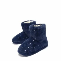Pour Moi Blue Pearl Trim Faux Fur Bootie Slipper -Pour Moi Shop unnamed file 4458
