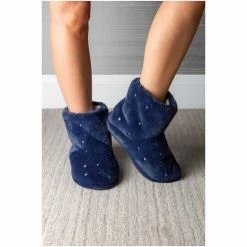 Pour Moi Blue Pearl Trim Faux Fur Bootie Slipper -Pour Moi Shop unnamed file 4459
