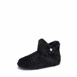Pour Moi Black Diamante Trim Faux Fur Bootie Slipper -Pour Moi Shop unnamed file 4464