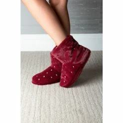 Alternative view of Pour Moi Red Pearl Trim Faux Fur Bootie Slipper