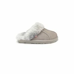 Pour Moi Grey Faux Fur Trim Suede Mule Slipper -Pour Moi Shop unnamed file 4483