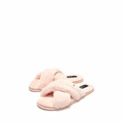 Pour Moi Pink Faux Fur Crossover Slider Slipper -Pour Moi Shop unnamed file 4497