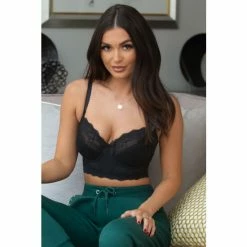 Pour Moi Black Non Padded Flora Longline Underwired Bra