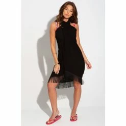 Pour Moi Black Fringe Trim Crinkle Woven Multiway Sarong -Pour Moi Shop unnamed file 4593