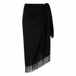 Pour Moi Black Fringe Trim Crinkle Woven Multiway Sarong -Pour Moi Shop unnamed file 4596