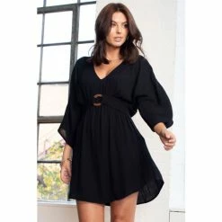 Pour Moi Black Crinkle Ring Detail Cover Up -Pour Moi Shop unnamed file 4600