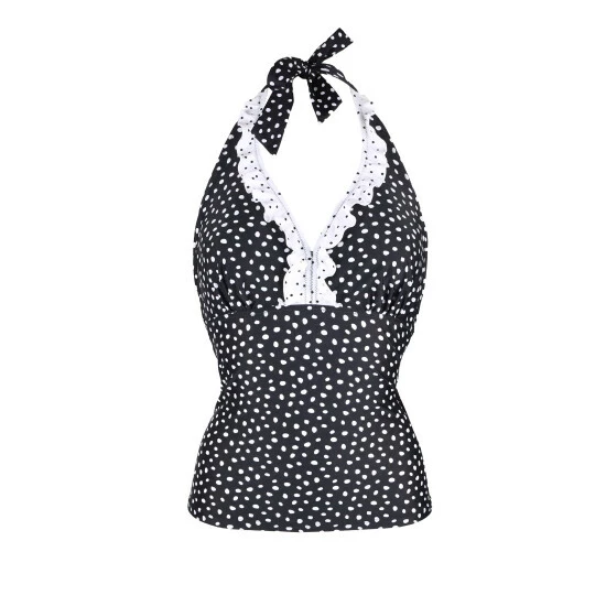Pour Moi Black & White Hot Spots Underwired Tankini Top 3 Pour Moi Black & White Hot Spots Underwired Tankini Top - Image 3