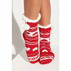 Alternative view of Pour Moi Red Fairisle Knit Cosy Slipper Sock