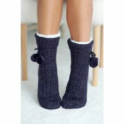 Pour Moi Blue Cosy Cable Knit Slipper Sock -Pour Moi Shop unnamed file 4748