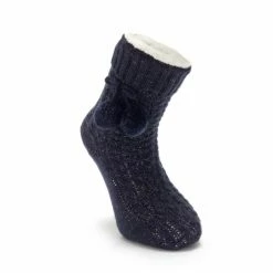 Pour Moi Blue Cosy Cable Knit Slipper Sock -Pour Moi Shop unnamed file 4749
