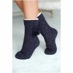 Pour Moi Blue Cosy Cable Knit Slipper Sock -Pour Moi Shop unnamed file 4751