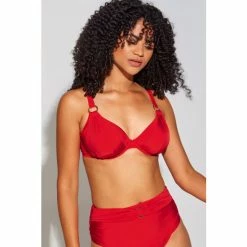 Pour Moi Red Samoa Non Padded Halter Underwired Top