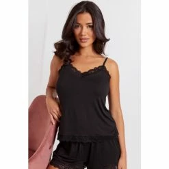 Pour Moi Black Sofa Loves Lace Soft Jersey Secret Support Cami