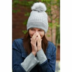 Alternative view of Pour Moi Grey Diamante Embellished Pom Beanie