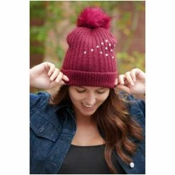 Pour Moi Red Diamante Embellished Pom Beanie -Pour Moi Shop unnamed file 4906