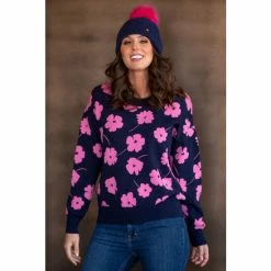 Pour Moi Blue Cable Knit Contrast Pom Beanie Hat -Pour Moi Shop unnamed file 4917