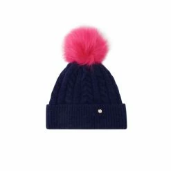 Pour Moi Blue Cable Knit Contrast Pom Beanie Hat -Pour Moi Shop unnamed file 4918