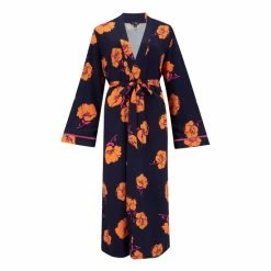 Alternative view of Pour Moi Blue Luxe Woven Twill Midi Dressing Gown