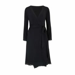 Alternative view of Pour Moi Black Sofa Loves Lace Jersey Wrap Dressing Gown