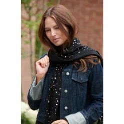 Alternative view of Pour Moi Black Viscose Foil Star Print Scarf