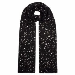 Pour Moi Black Viscose Foil Star Print Scarf -Pour Moi Shop unnamed file 4952
