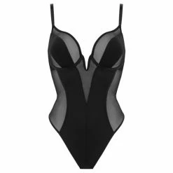 Pour Moi Black India Sheer And Opaque Underwired Plunge Body -Pour Moi Shop unnamed file 4968
